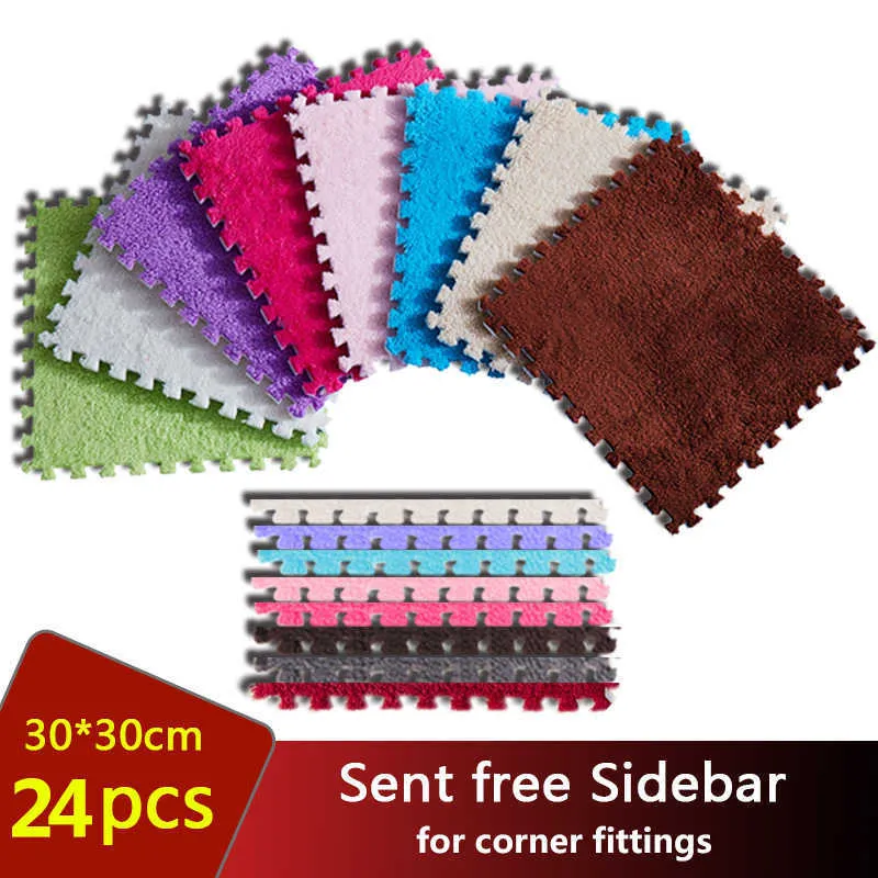 12/24PCS 30 * 30cm Tapis Salon Chambre Enfants Enfants Crawing Doux Mousse Patchwork Jigsaw Splice Têtes Escalade Bébé Tapis 210727