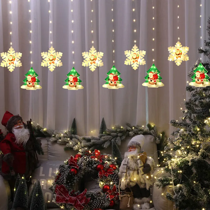 Fairy Light String Christmas LED étoile des rideaux de flocon de neige Lights Christmas Jolidor Chambre de mariage Décoration de vacances à la maison D2.0