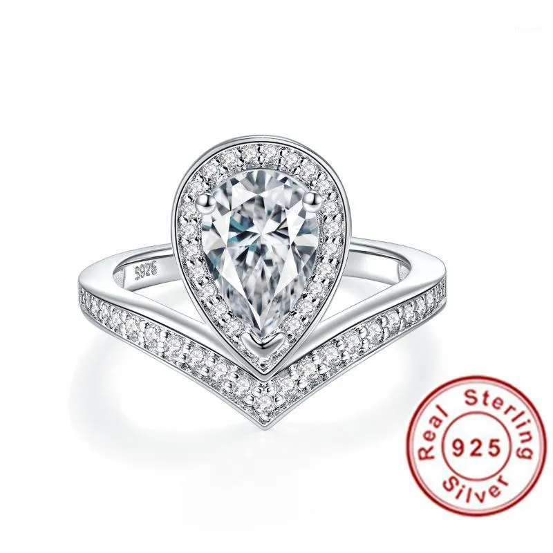 Anneaux de mariage de luxe Original 925 bague en argent massif classique 1.5 carat Mossanite diamant bijoux pour femmes fiançailles RM1039