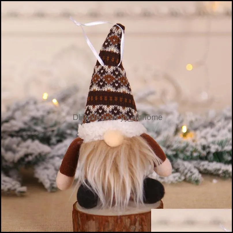 Handmade Santa Tomte Gnome Christmas Tree Pendants Hanging Ornaments New Year Xmas Home Party Decoration JK2009XB