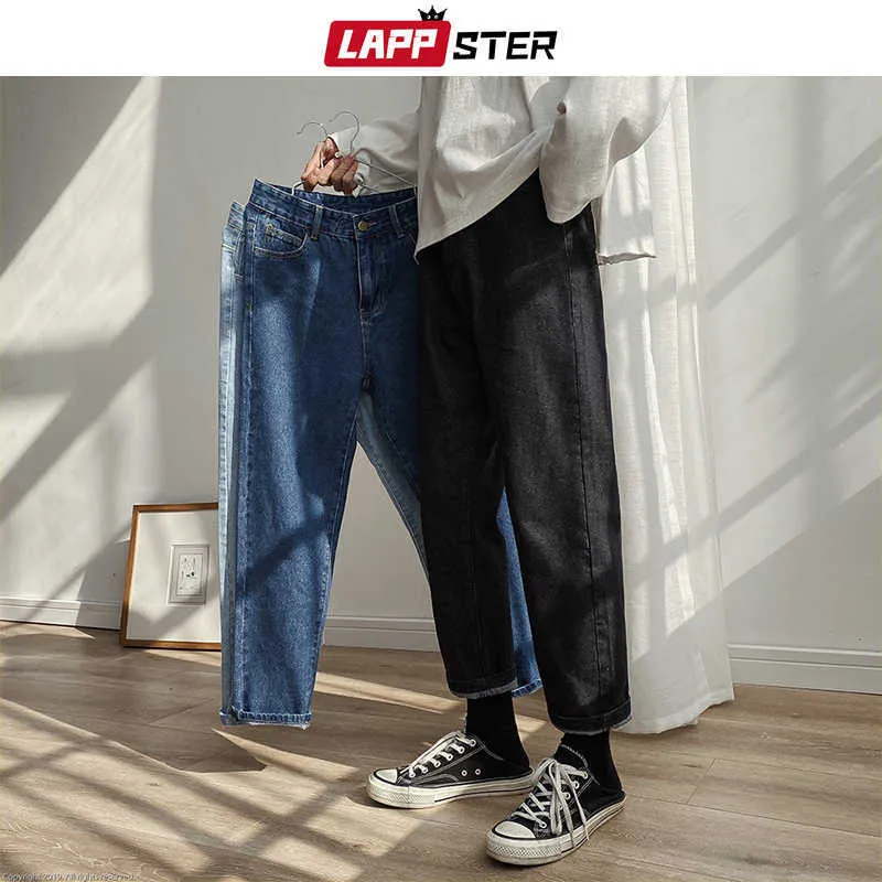 Lappster män våren svart koreanska färger jeans mens streetwear blå denim byxor manliga mode skinny kläder plus storlek 210622