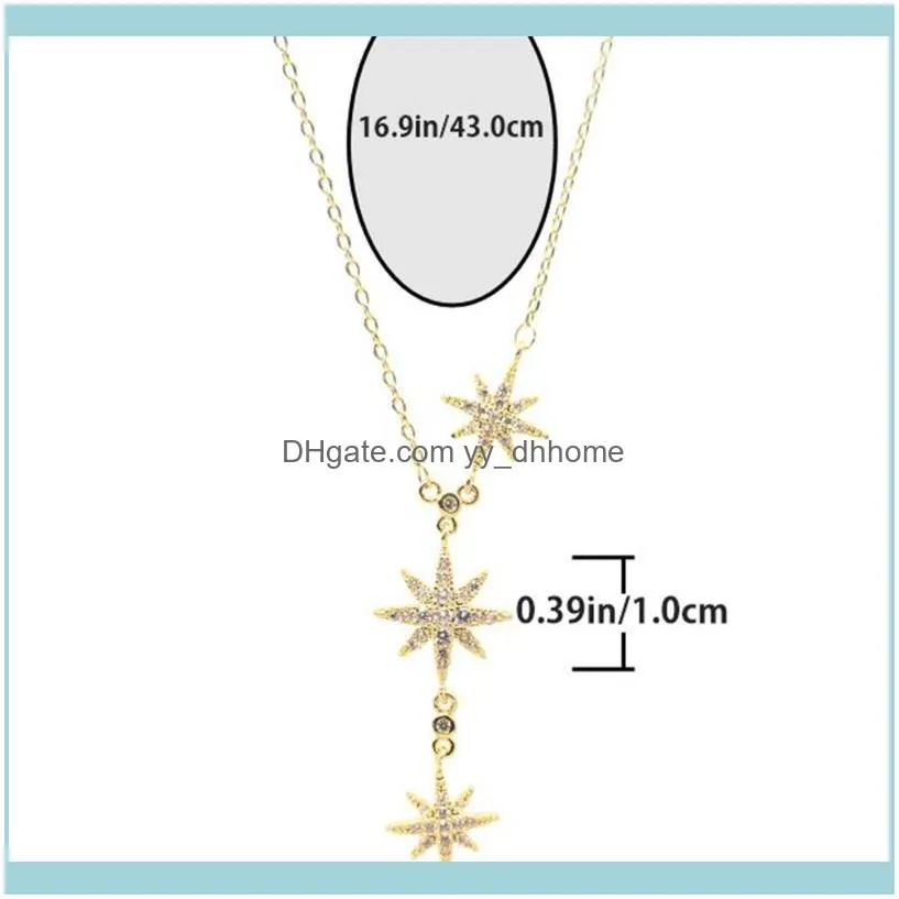 Pendant Necklaces 1pc Shiny Eight Mountain Star Necklace Fashion Chic Neck Chain Jewelry Simple For Women Girl (Golden)