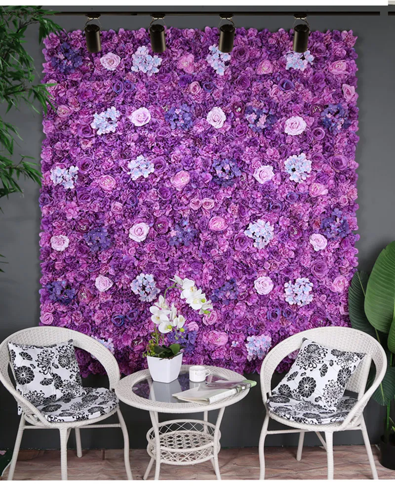 60x40 cm fiori artificiali decorazione di nozze decorazione di nozze fiore pannelli di seta rosa fiore viola romantico matrimonio sfondo deco