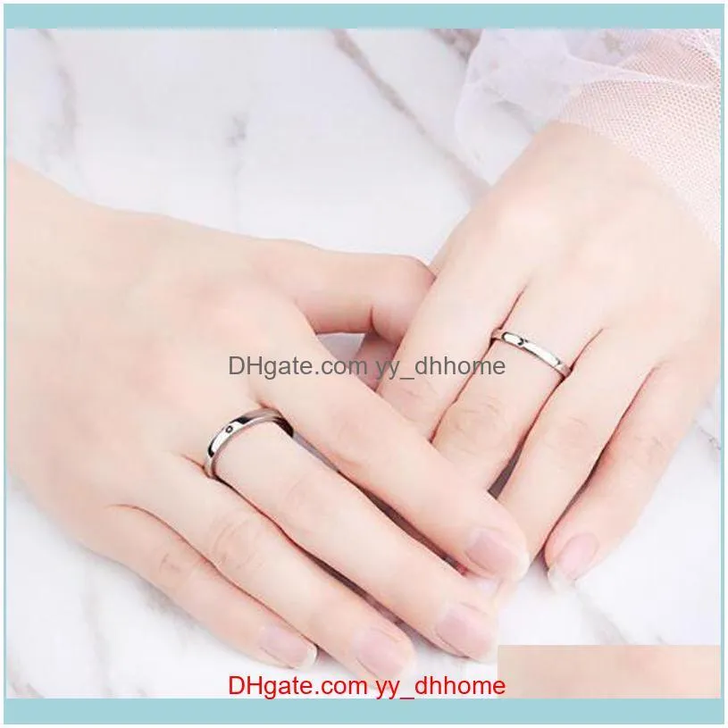 Silver Plated 2Pcs Sun And Moon Lover Couple Rings Set Promise Wedding Bands For Him Her Drop Cluster