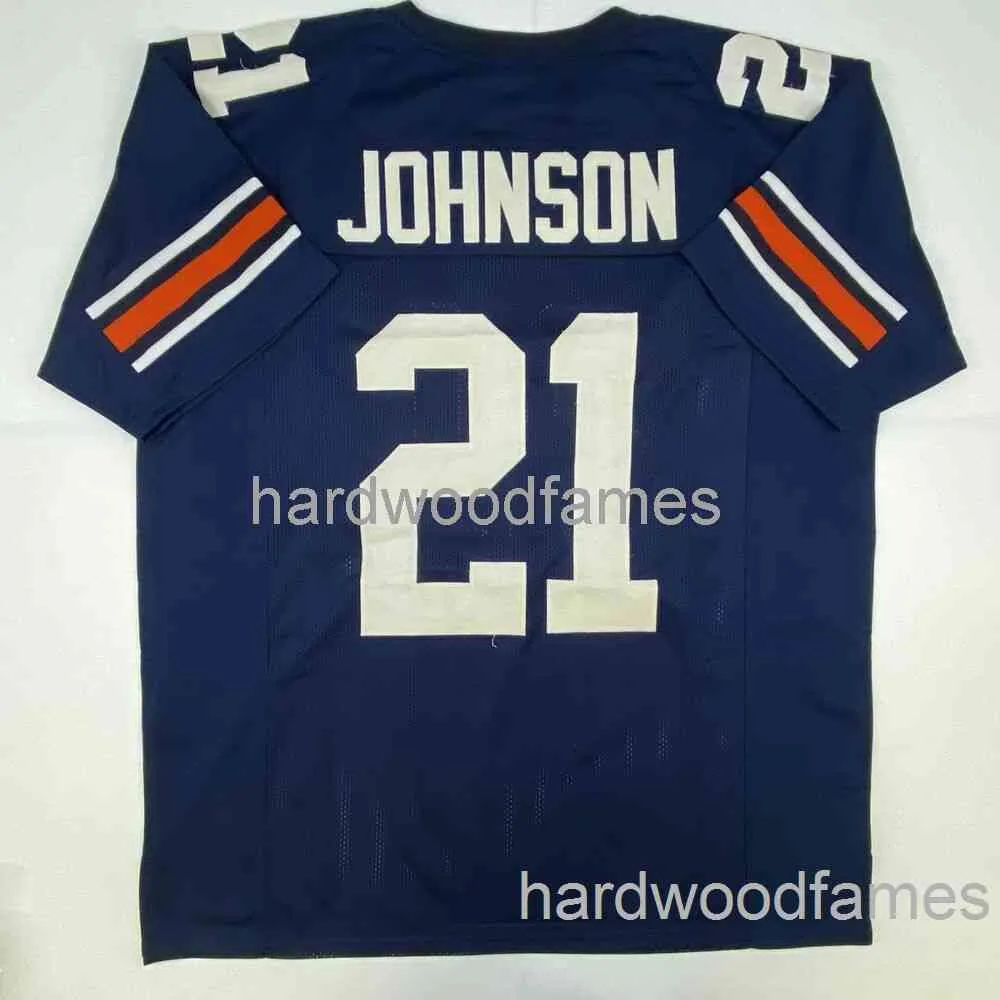 Custom Kerryon Johnson Blue College zszyty koszulka piłkarska zszyta