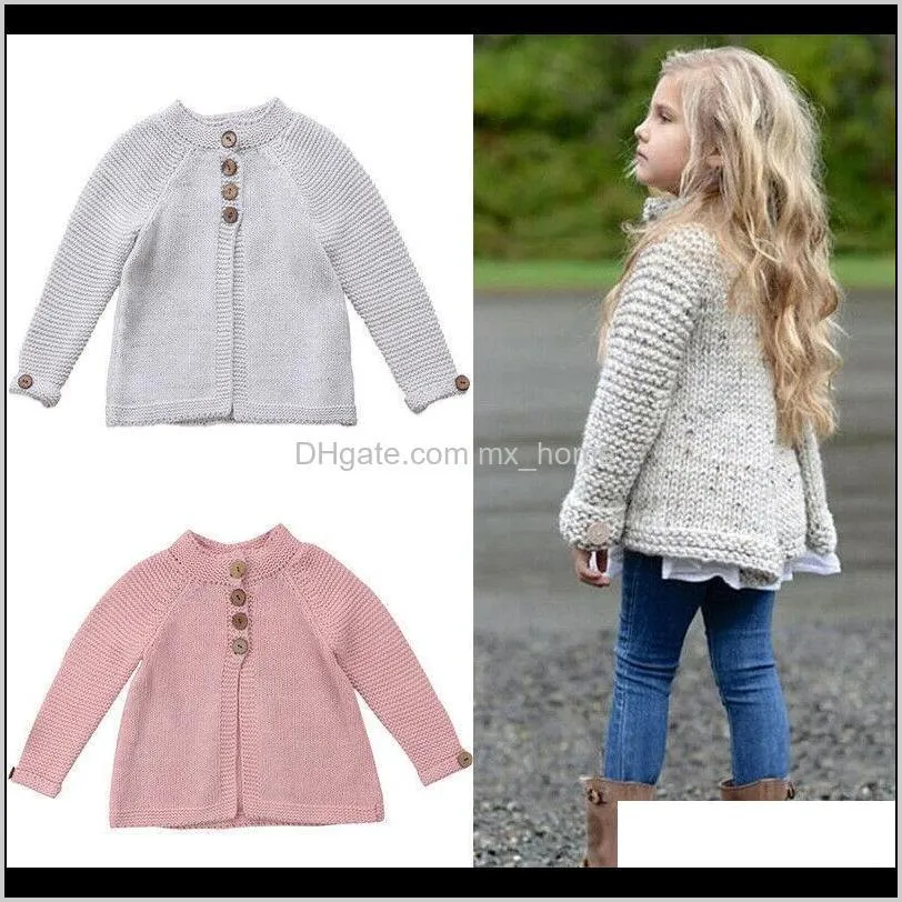 fashion boys girls long sleeve cute gray sweaters coat knitted sweaters solid coat new autumn winter clothes outfits 1-8y 201103