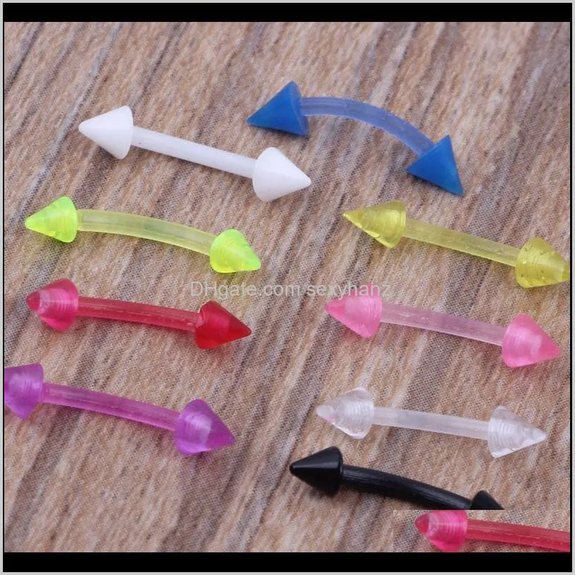 e08 wholesales 100pcs/lot mix 7 color acrylic body jewelry nose stud eyebrow ring