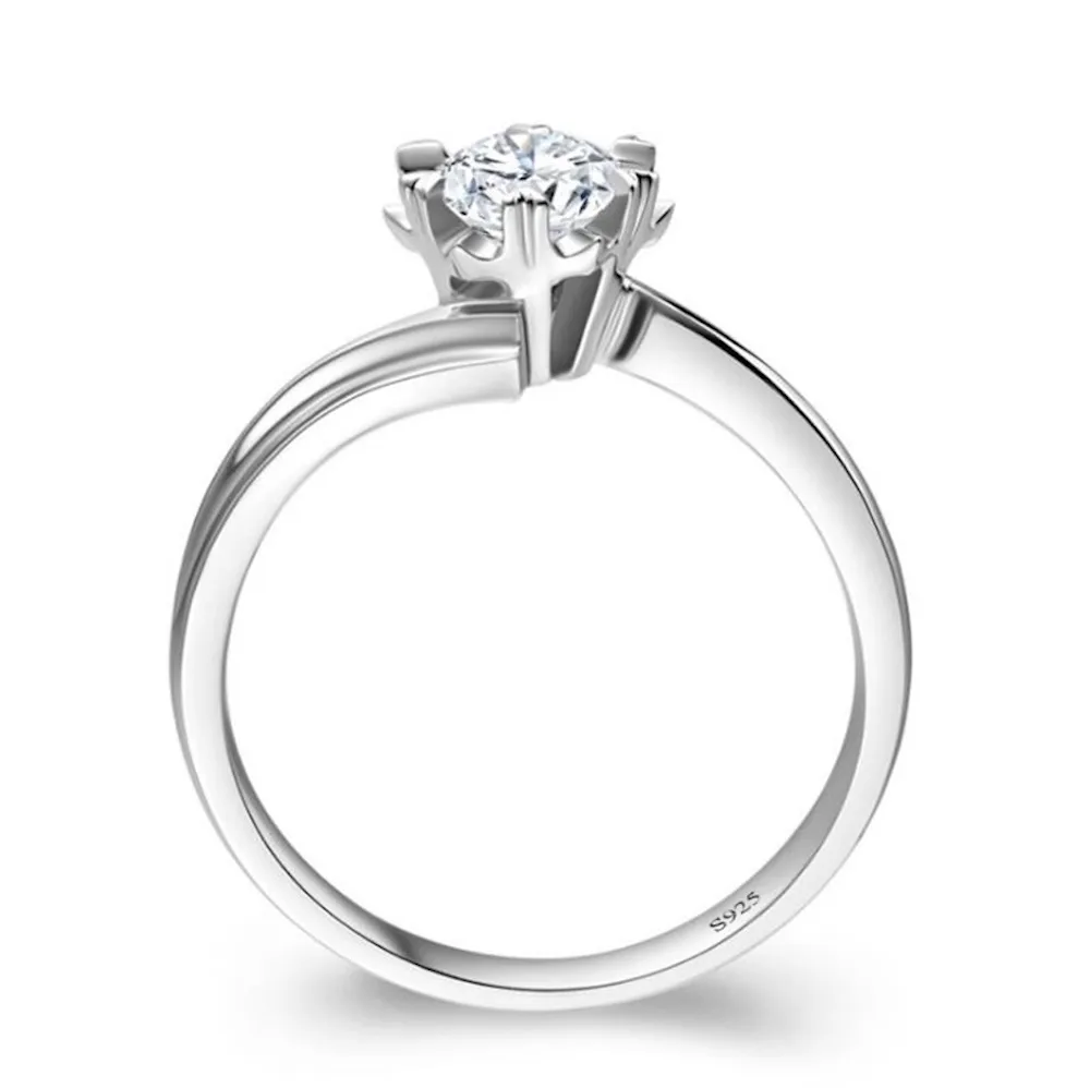 Solitaire de luxe 1 Carat Lab Diamant Bague Réel 925 Bijoux En Argent Sterling Bague De Fiançailles De Mariage Femmes Anniversaire Cadeau J-2813305