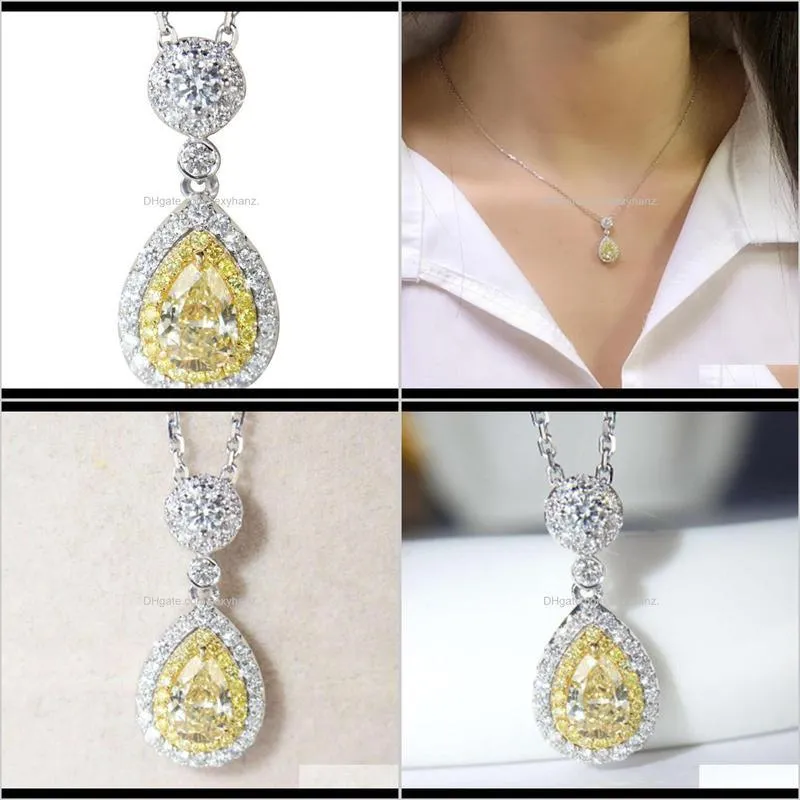 pendant deluxe group inlaid drop pendant sparkle topaz zircon pink pear shaped diamond necklace