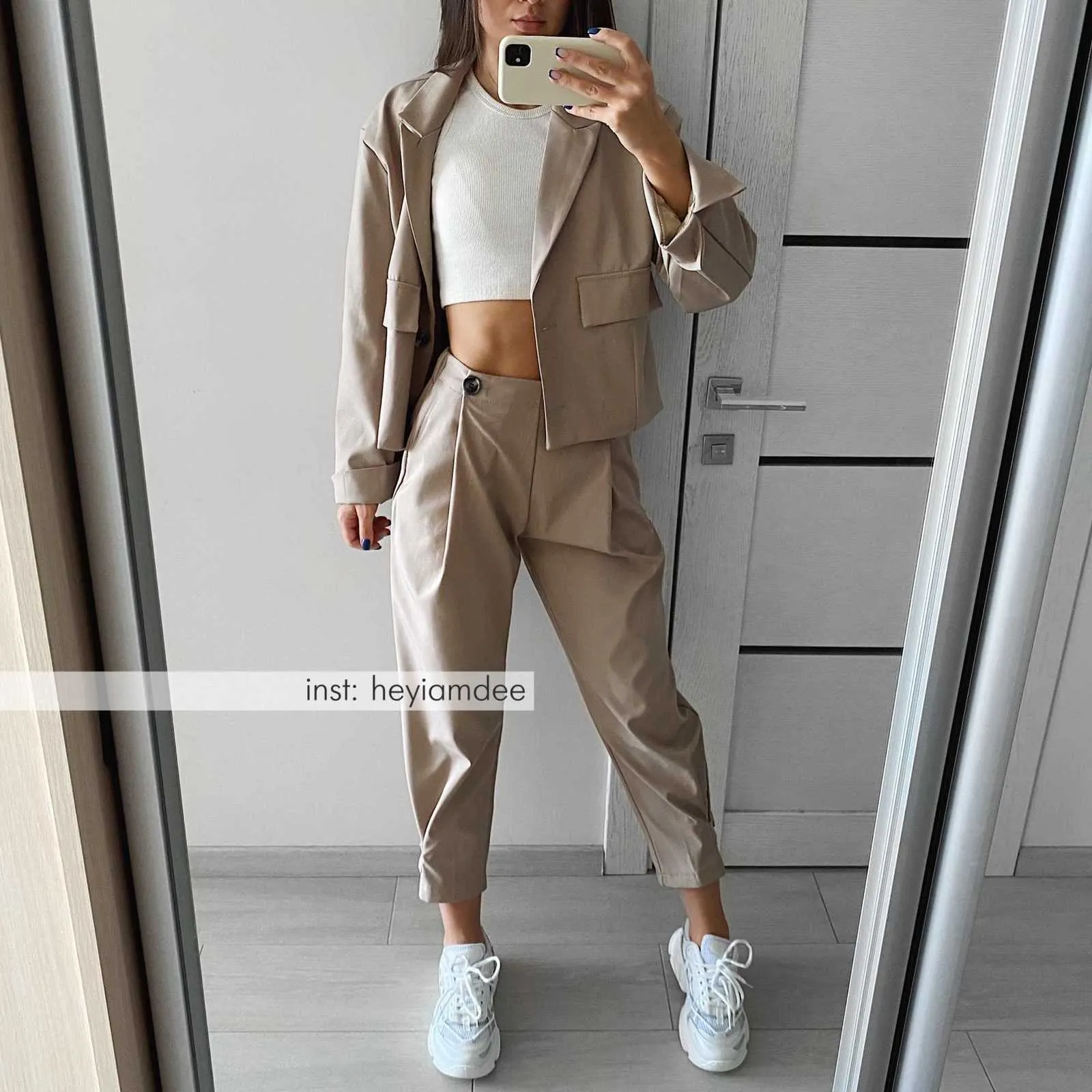 Spring Autumn Women 2 Piece Set Women's Casual Blazers Loose Office Ladies Business Suit Female Fashion Blazer + Suits Pant 210930