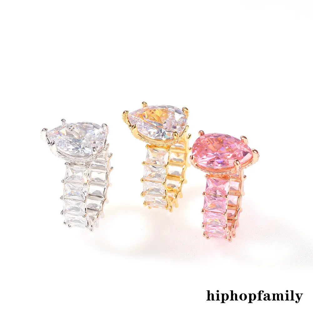 10CT Duży symulowany pierścień diamentowy Vintage Moda Biżuteria Unikalny Koktajl Gruszka Cut Biały Topaz Gemstones Zaręczyny ślubne Pierścionki dla kobiet