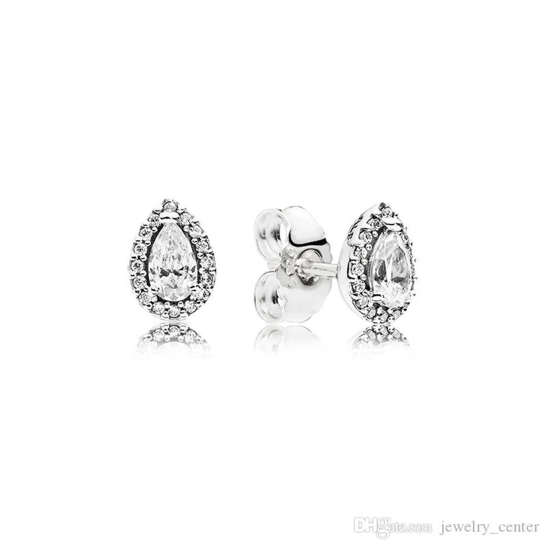 Joias de grife Brinco de prata 925 coração Ear Studs fit Pandora Tear drop CZ Diamond Stud BRINCO love Earrings Estilo europeu Murano