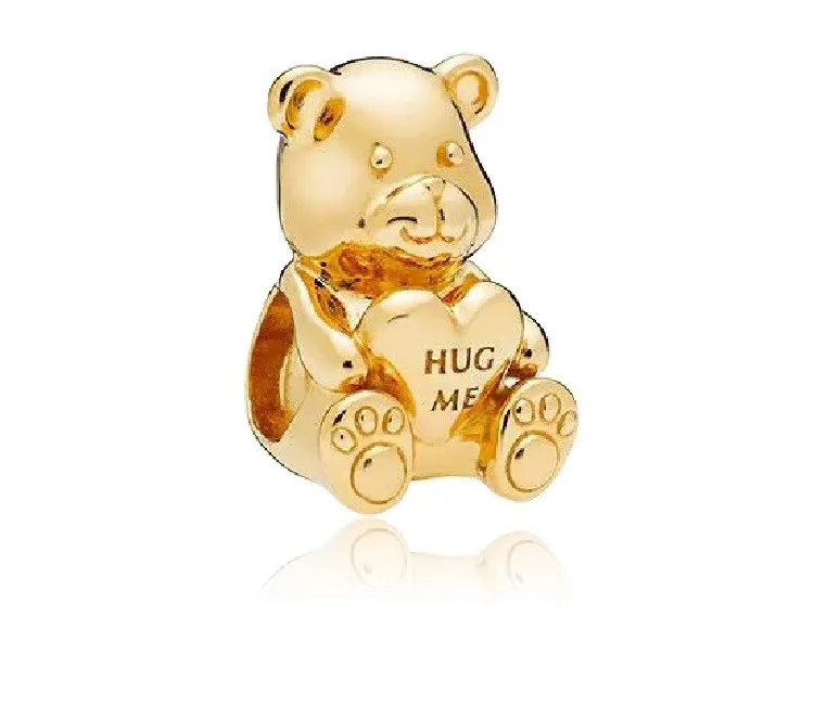 Fits Pandora Bracelets 30pcs Rose Gold Hug Me Bear Cartoon Silver Charms Bead Charm Beads For Wholesale Diy European Sterling Necklace Jewelry