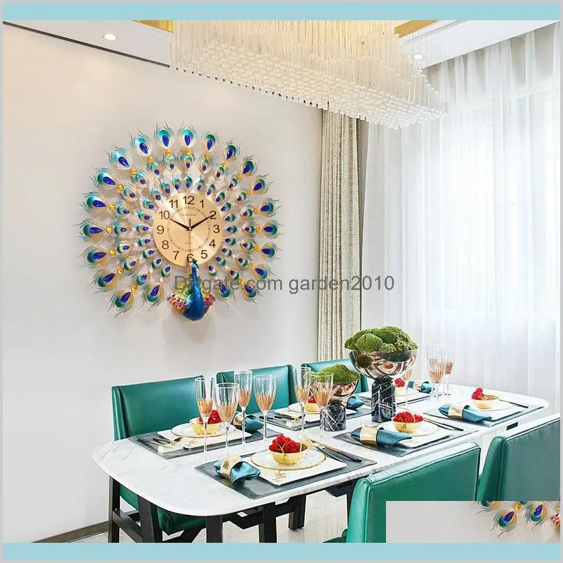 3D Peacock Wall Clock Europe Decor