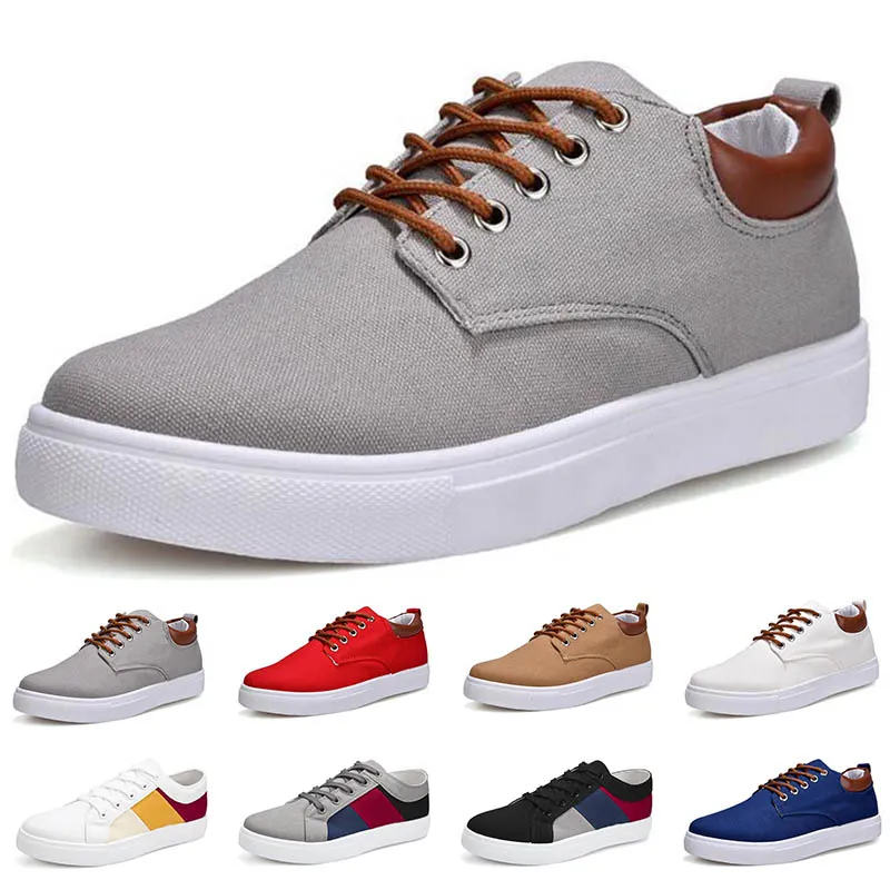 men fashion canvas shoes black white blue grey red Dark Brown Split mens casual out Comfortable jogging walking Fabric sneakers 40-45