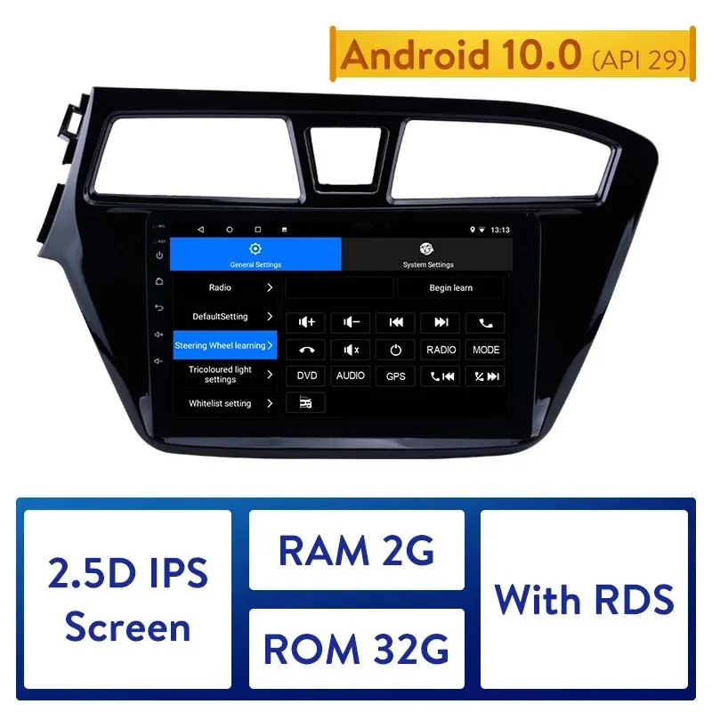 GPS Autoradio HD Touchscreen Car dvd Radio Audio 9" Android 10.0 for 2014-2015 HYUNDAI I20 Left Hand Drive WIFI 2GB RAM