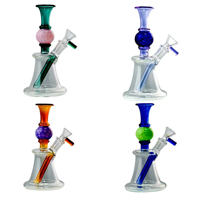 Ball Shape 6.8 Inch Hookahs Straight Percolator Glass Bongs Colorful Heady glass Oil Dab Rigs N Holes Percolator Water Pipes 14mm Female Joint With Bowl