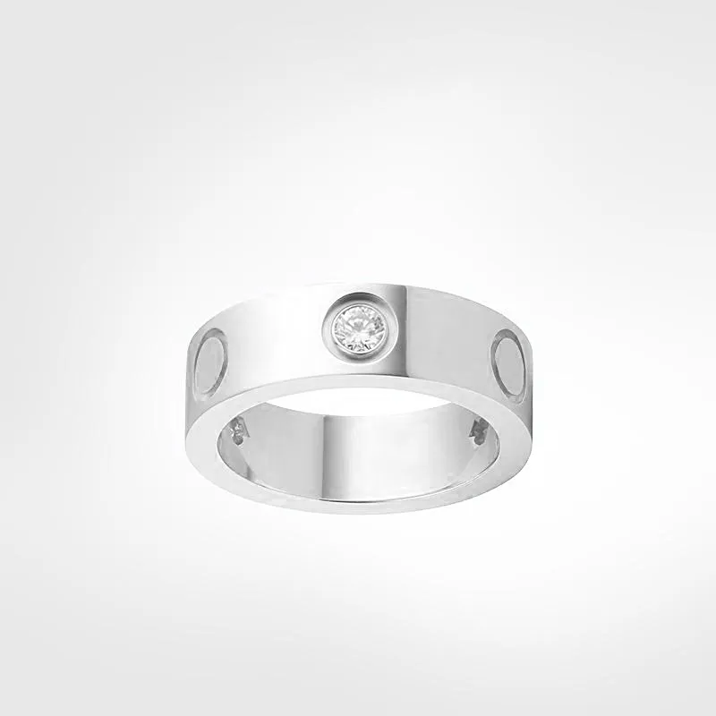 4mm 5mm Titanium Steel Silver Love Ring Män Kvinnor Rose Guld Smycken Lovers Par Designer Ringar