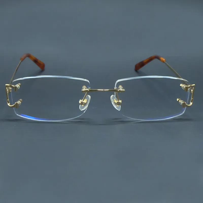 Clear Wire C Glas gon Sm Fyrkantiga Rimless Eye Glasses Ramar