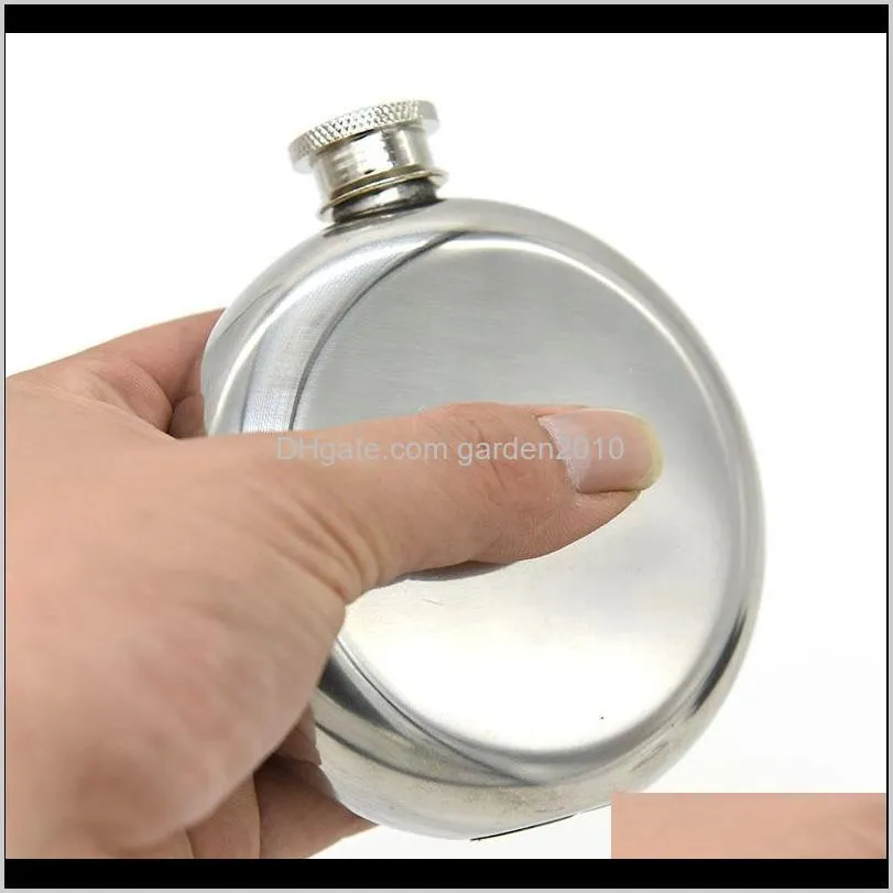 5oz round hip flask portable liquor wine pot stainless steel mirror shiny hip flask with funnel travel whiskey bottle