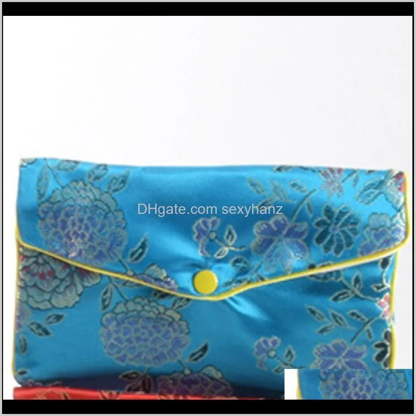 30pcs 5 colors floral zipper coin purse pouch fashion gift bags for jewelry silk bag pouch chinese credit card holder display 16 u2