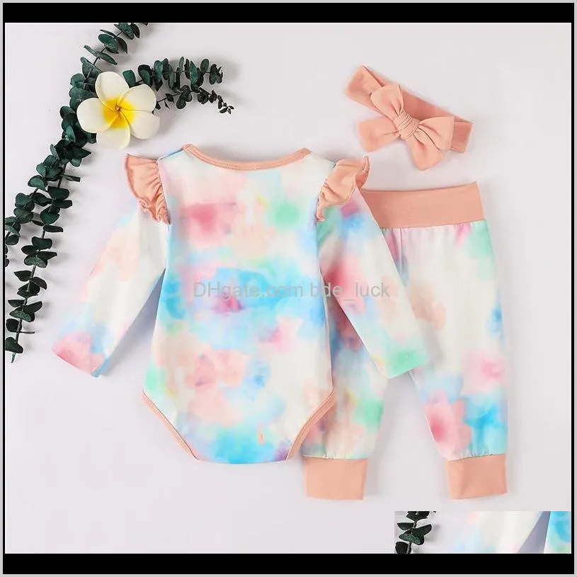 Autumn Winter Newborn Baby Clothes Set Long Sleeve Tops T-shirt+Pants Toddler Infant Baby Tie-dyeing Clothing 3Pcs Outfits 0-24M