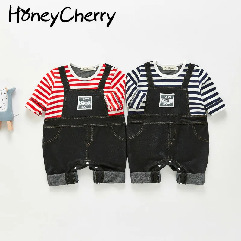 Spring Boy Baby Romper Casual Denim Salopette Vêtements 210515