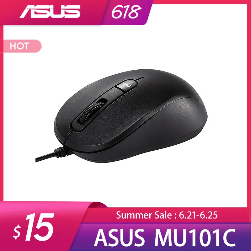 ASUS Original MU101C Wired Blue Ray Silent Mouse 1000 3200 DPI Ergonomics Business Office Notebook Desktop Universal