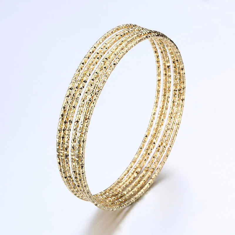 6pcs / set or argent couleur bracelet pour femmes 68cm grand fil rond bracelet 18mm d'épaisseur bracelet de mode bracelets cadeau de fête en gros Q0719