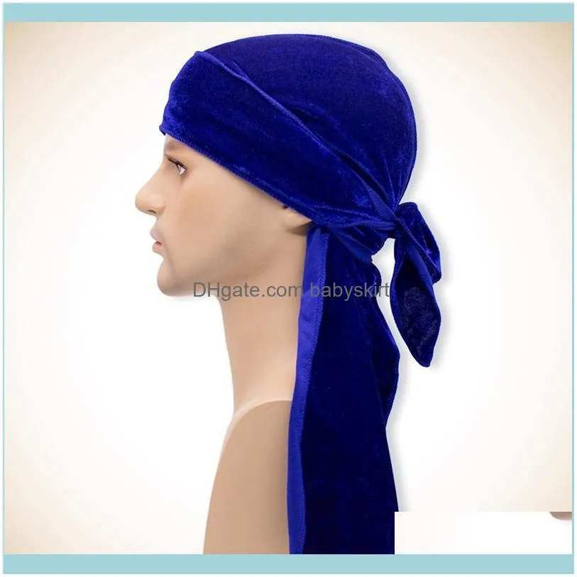 Men`s Velvet Durags Bandana Turban Doo Rag Biker Headwear Headband Pirate Hat Hair Accessories1