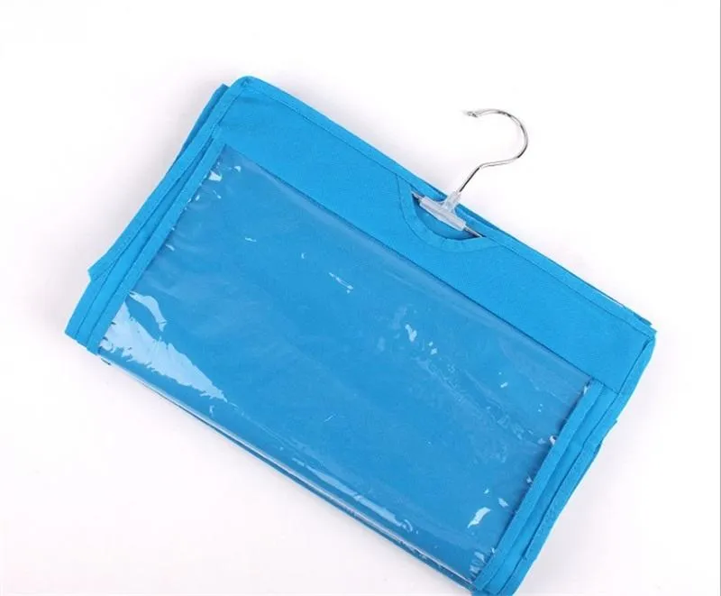 6 Pocket Fällbar Hängande Väska Förvaring Arrangör Transparent Förvaringsväska för garderob Skor Dörrvägg Sundries Påse 1311 T2