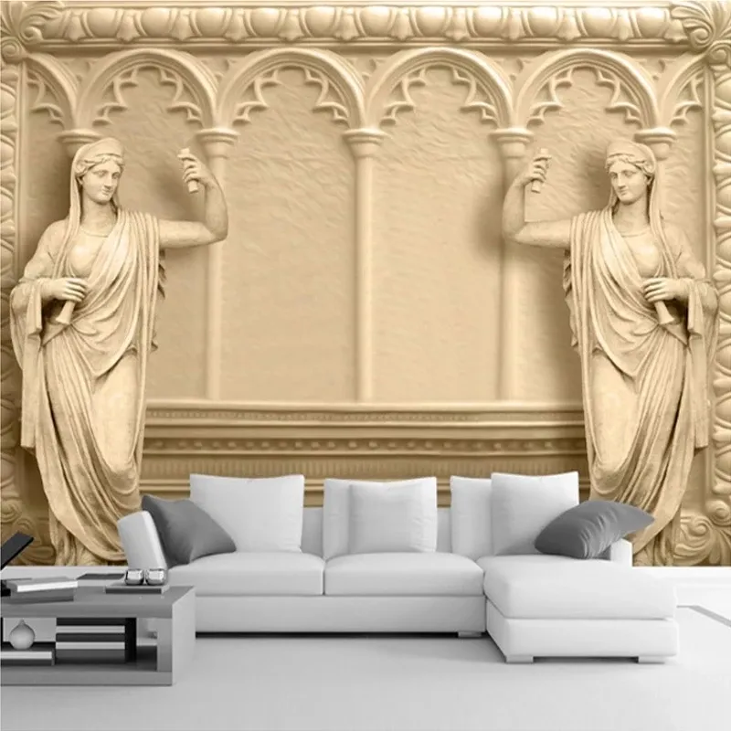 Custom 3D High Quality Modern Decor Wallpaper Backdrop European Sculpture Murals Living Room Background Waterproof