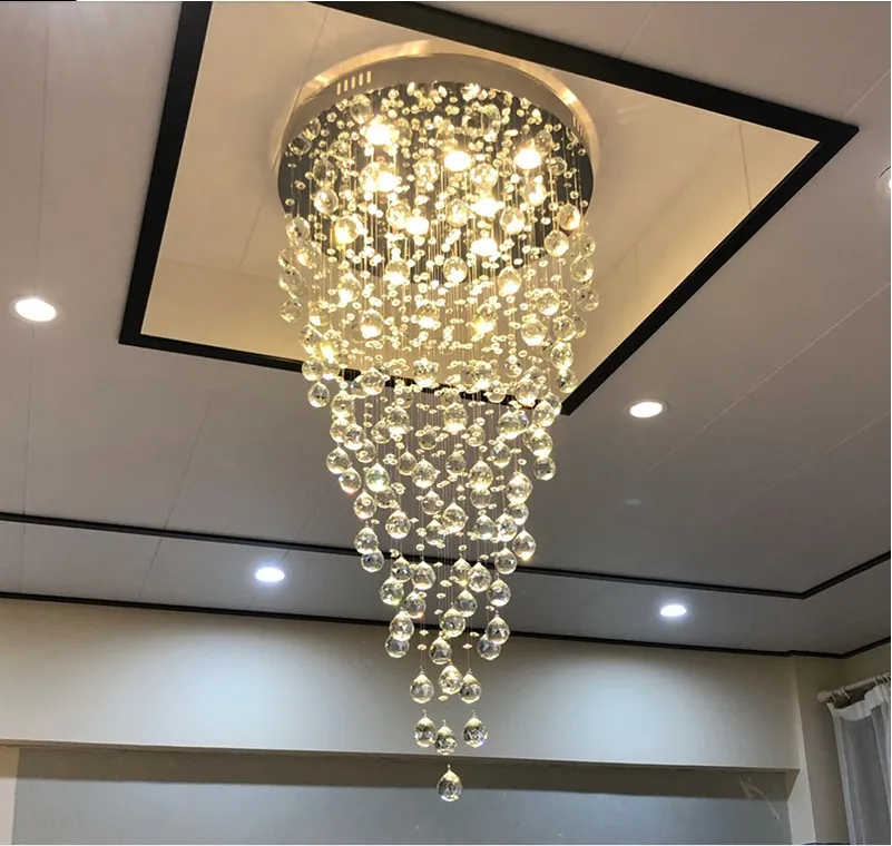 Długi kryształowy żyrandol do salonu Schody Lobby Nowoczesne Kreatywne Oświetlenie Kryte Duża Lampa LED Luksusowy Wystrój Domowy Luster