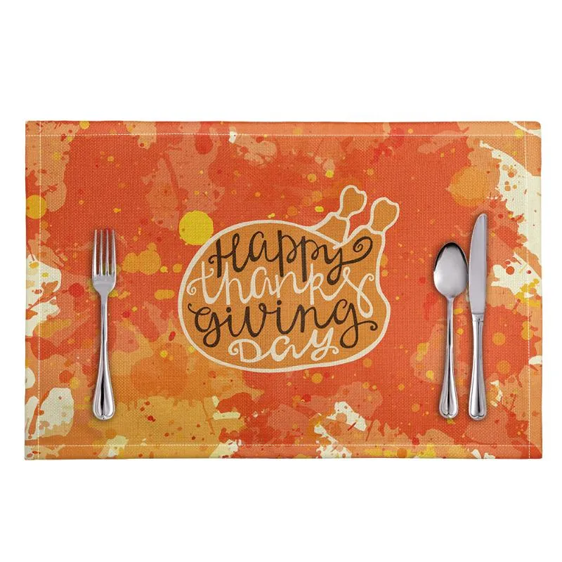 Tapis de Table de Restaurant, motif de dessin animé de Thanksgiving imprimé de luxe, vente en gros, ensembles de tapis personnalisés, napperon