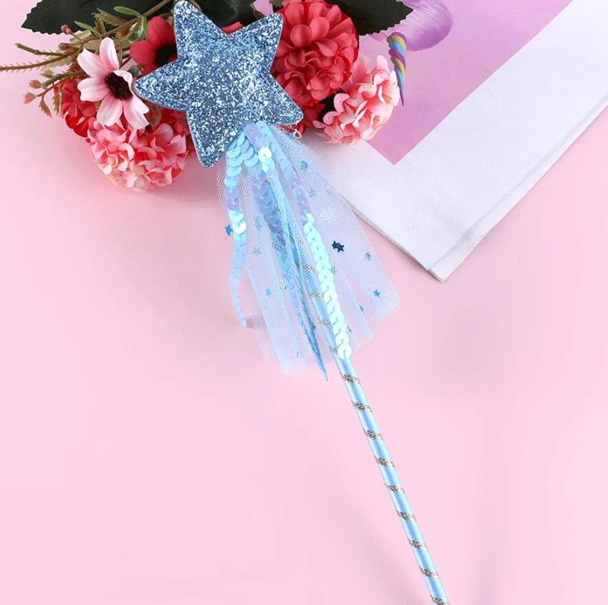 Fairy Glitter Magic Wand With Sequins Tassel Party Favor Kids Girls Princess Dress-up Costume Scepter Role Play Birthday Holiday Gift Bag Filler