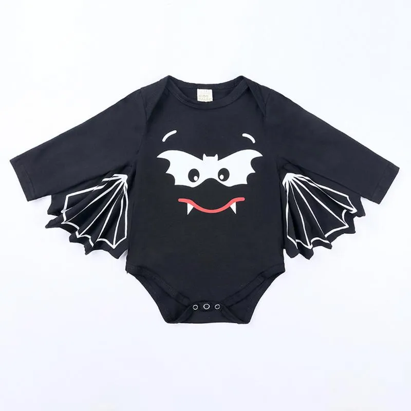 Pajaciki Moda Born Infant Baby Boys Girls Długim Rękawem Cartoon Bat Printed Wing Halloween Cosplay Costume Romper Stroje Odzieżowe # P4
