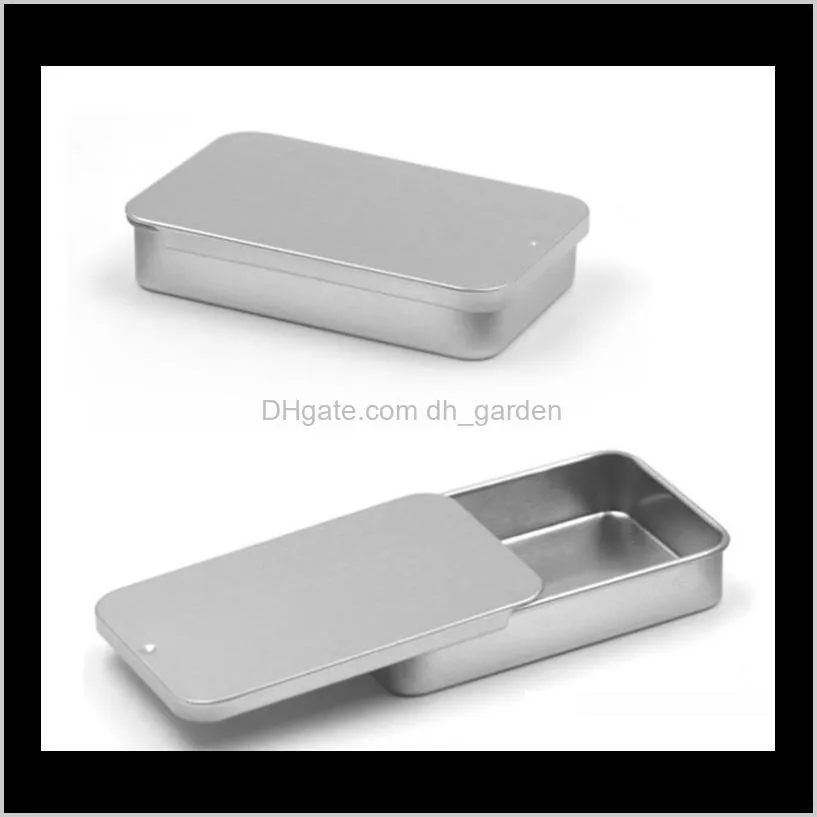 silver sliding tin box mint packing box food container boxes small metal case size 80x50x15mm sn2423