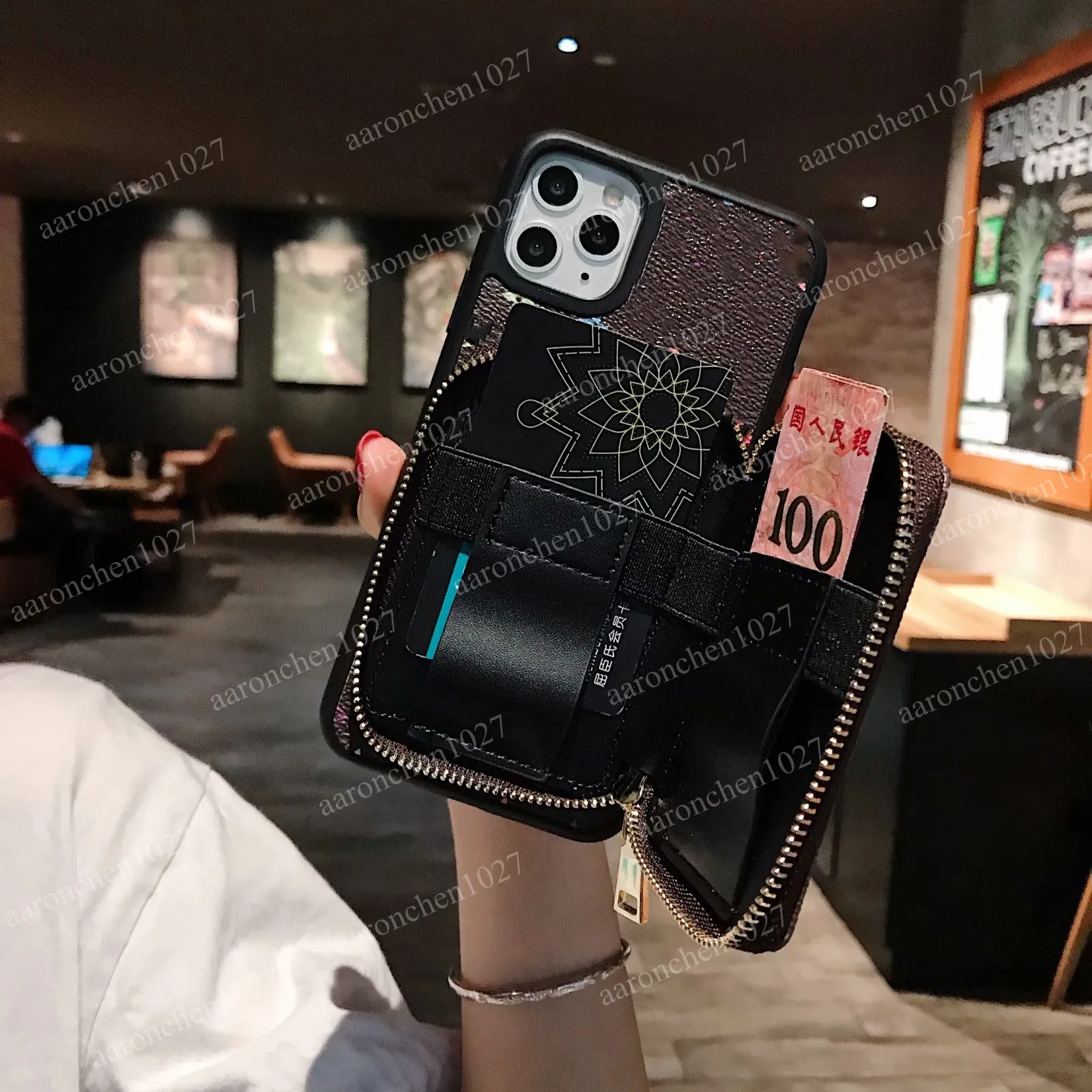 Projektanci mody Phone Case dla iPhone 11 Pro 12 Mini 7Plus Plus 8Plus X XR XS MAX Projektant Marka Luksusowy Uchwyt Karty Coin Case Case Torebki Fundas Torby 2021