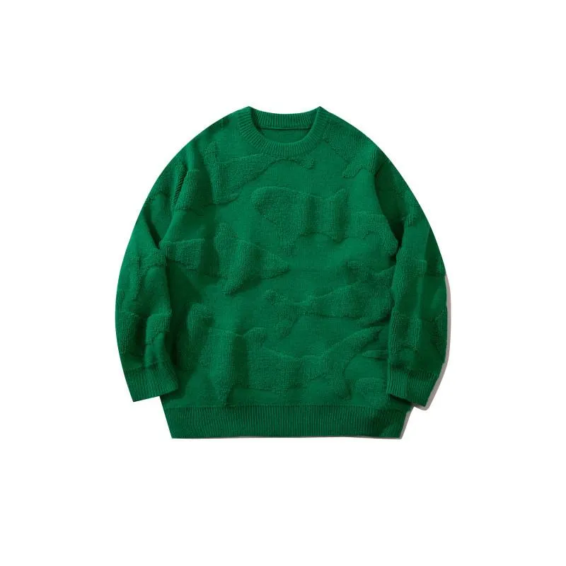 Men's Sweaters 2021 Korean Fashion Stylish Vintage Green Men Knitted Sweater Oversize Solid Casual Women Pullover Lounge Wear Sueter Masculi
