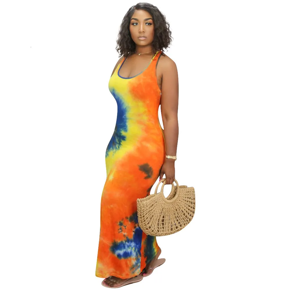 Sexy Tie Dye Maxi Dress For Women Solid Color Short Sleeves U Neck Big Swing Fashionable Print S Neck Casual Tie Dye Bodysuit Skirt Style 859 From Bossbaba 8.5 In Bulk DHgate.Com