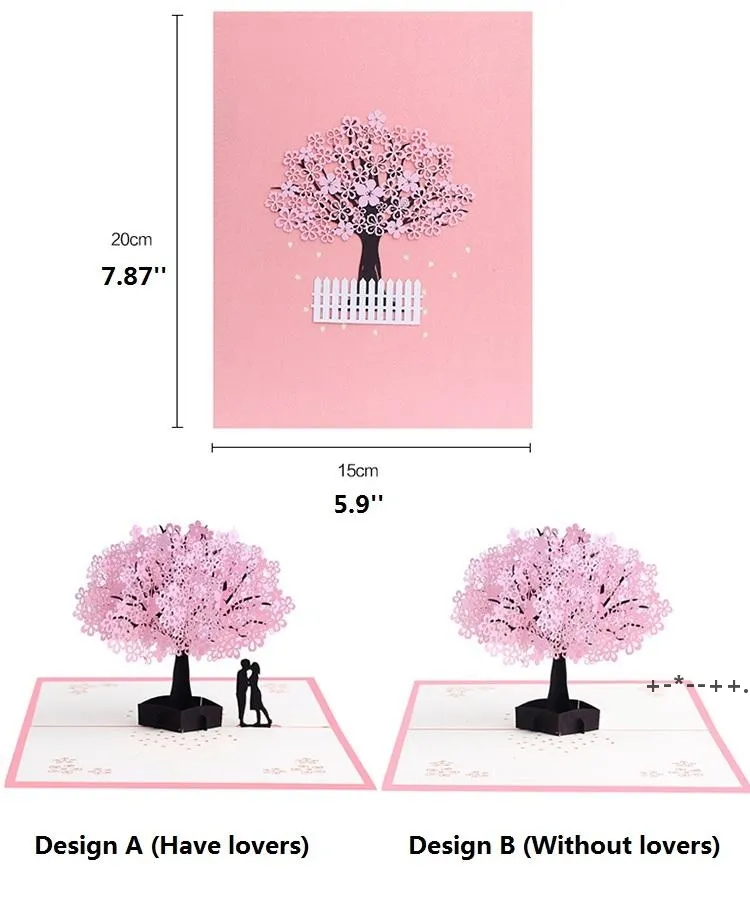 벚꽃 3D 인사말 카드 로맨틱 꽃 팝업 인사말 카드 웨딩 축하 카드 팝업 카드 발렌타인 데이 RRF14244
