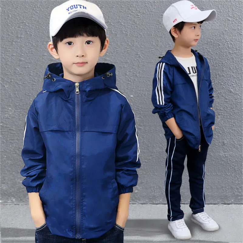 Jungen-Frühlingsjacke, 2–15 Jahre, Kinder, langärmelig, mit Kapuze, aktive Windjacke, Teenager-Kleidung, große Jungen, Samt-Sportmantel, Jungen-Outwear, 1567 Y2