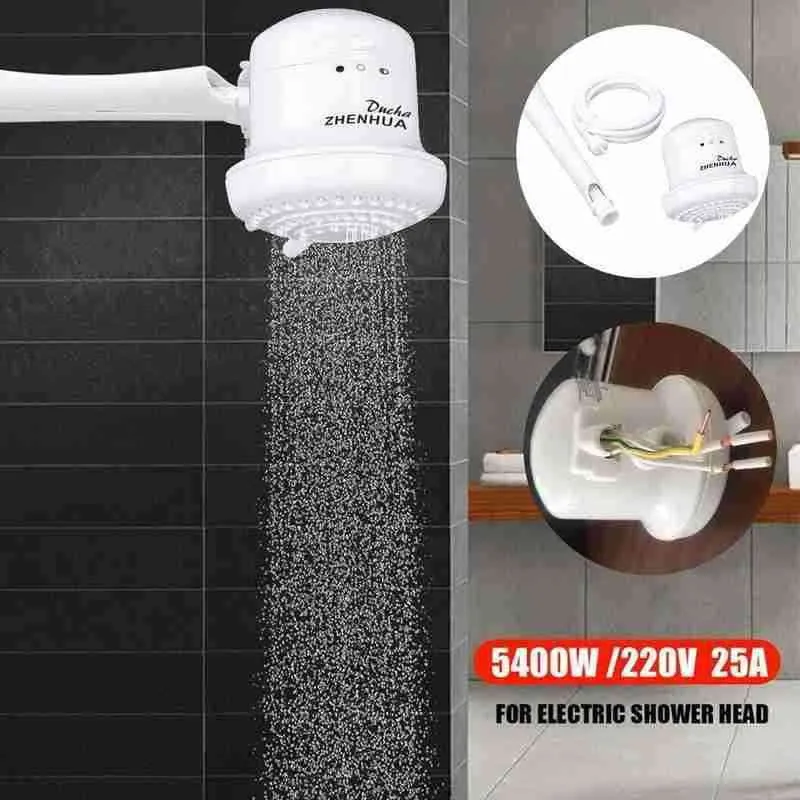 Calentador de agua eléctrico instantáneo de 5400 W con manguera, grifo de  ducha eléctrico de 3 engranajes, calentador de ducha de baño ajustable de