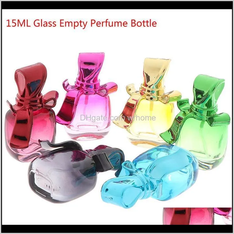 15ml glass empty perfume bottles spray atomizer refillable bottle scent case makeup tool 6 colors storage & jars