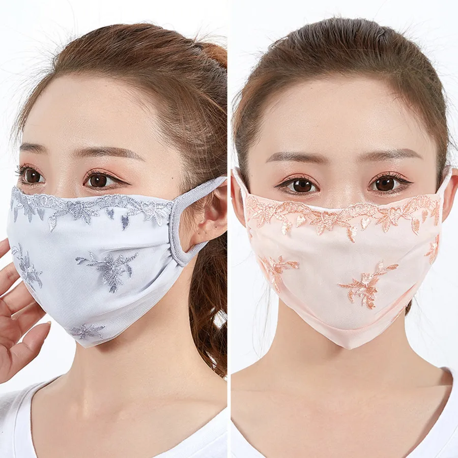 韓国のレースマスクの女性の夏の薄い日焼け止め二重層純粋な綿のメッシュ通気性サンシェード洗える7ufg720