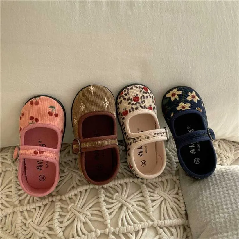 EnkeliBB Lovely Toddler Girl Casual Shoes For Spring Summer Autumn Cherry pattern Cute Little Shoe 220115