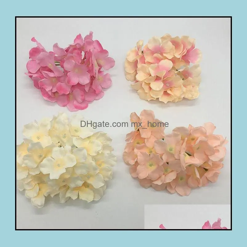 silk Hydrangea artificial flower Handmade silk Rose Flower Heads For Wedding Decoration flower-wall