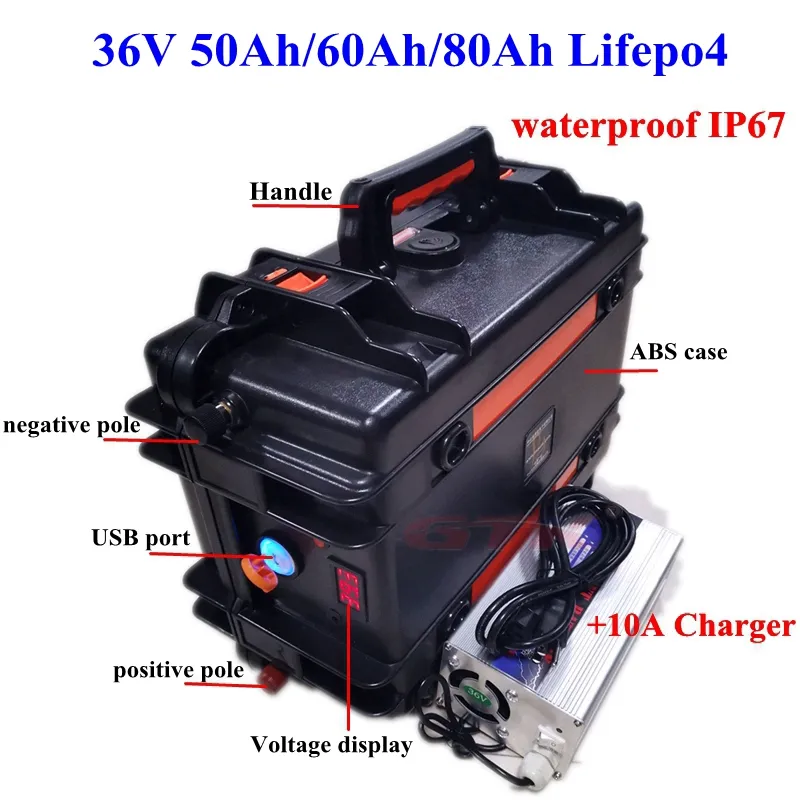 GTK Waterproof Lithium Battery With BMS And 10A Charger Ideal For  
