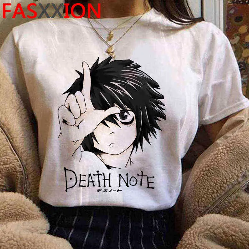 Nota da morte shinigami ryuk t-shirt mulheres japonês anime luz yagami l camiseta harajuku streetwear tshirt gráfico top tees fêmea g220228