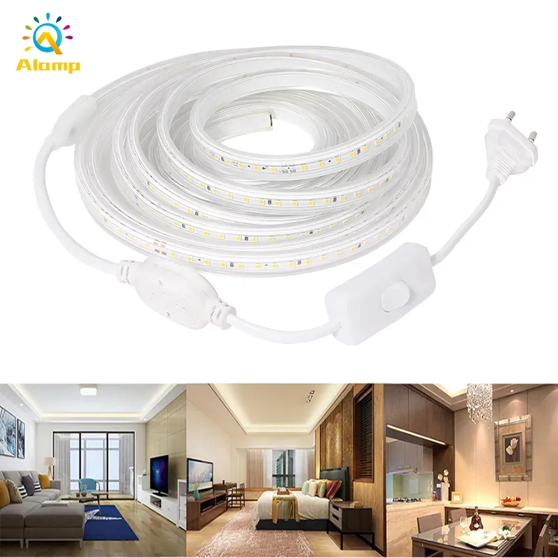 110 فولت 220 فولت أدى ضوء قطاع 2835 122leds / m ip67 للماء سلسلة أضواء في الهواء الطلق النيون حبل الإضاءة لغرفة ديكور حديقة